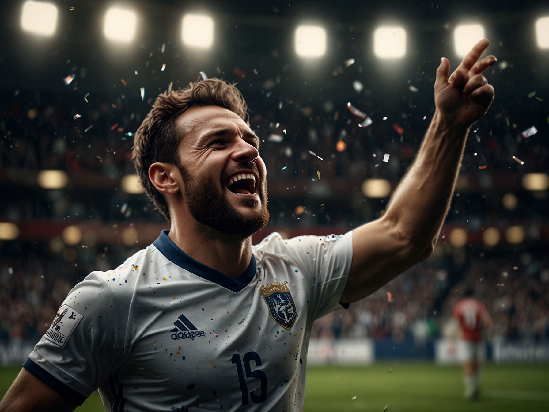 Dynamic football player celebrating a goal